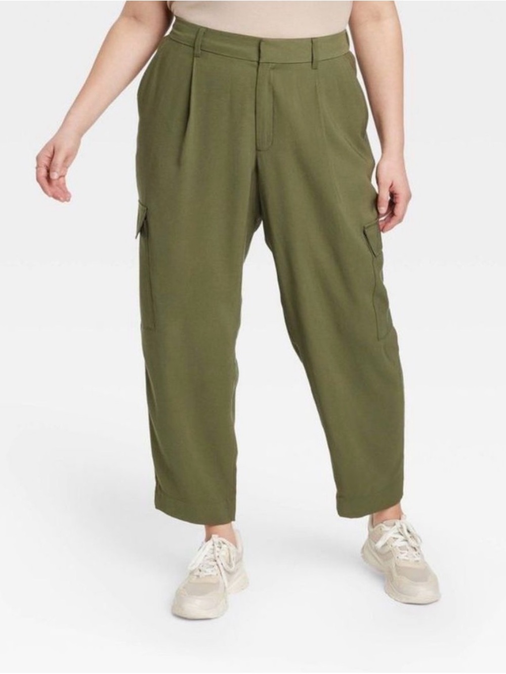 Women's Tapered Ankle Cargo Pants - A New Day Olive 20